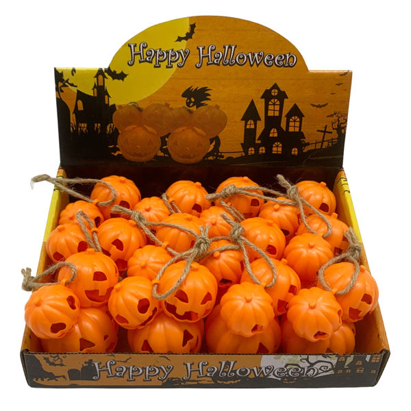 Imagen de Adorno para colgar, calabaza con luz, CAJAx12