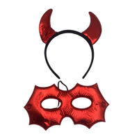 Imagen de Tiara de plástico, cuernos con antifaz de tela, en bolsa 2 colores