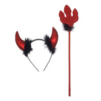 Imagen de Tiara de plástico, cuernos con tridente de tela, en bolsa