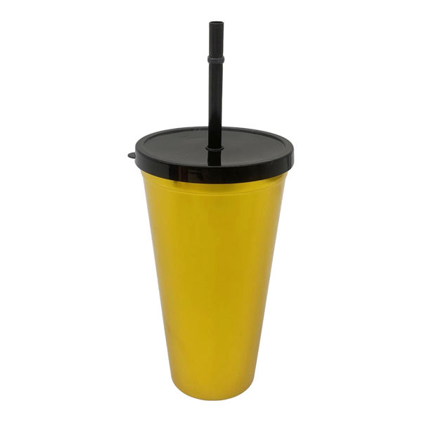 Imagen de Vaso con sorbito, de plástico 550ml, tapa rosca, varios colores, PACKx12