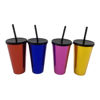 Imagen de Vaso con sorbito, de plástico 550ml, tapa rosca, varios colores, PACKx12