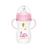 Imagen de Mamadera de plástico 240ml con asas tetina natural boca ancha, en caja, varios colores MOMEASY