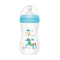 Imagen de Mamadera de plástico 240ml tetina natural boca ancha, en caja, varios colores MOMEASY