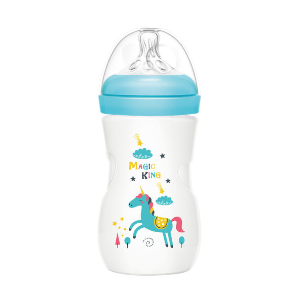 Imagen de Mamadera de plástico 240ml tetina natural boca ancha, en caja, varios colores MOMEASY
