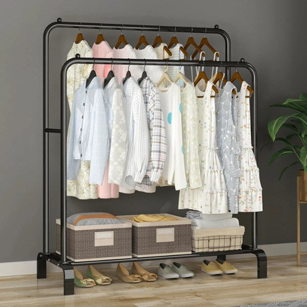 Imagen de Mueble perchero doble con zapatera de metal, en caja