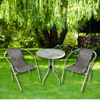 Imagen de Mesa de metal color blanco tapa de vidrio, con 2 sillas de metal y símil rattan, en caja