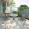 Imagen de Mesa de metal color blanco tapa de vidrio, con 2 sillas de metal y símil rattan, en caja
