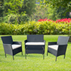 Imagen de Juego de jardín, mesa de vidrio , 1 sofá 2 cuerpos y 2 sofás de 1 cuerpo símil rattan color negro, en caja
