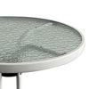 Imagen de Mesa de metal color blanco tapa de vidrio, con 2 sillas de metal y símil rattan, en caja