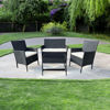 Imagen de Juego de jardín, mesa de vidrio , 1 sofá 2 cuerpos y 2 sofás de 1 cuerpo símil rattan color negro, en caja