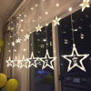 Imagen de Luces led x138 220V, cortina con 12 estrellas luces blancas, con 8 funciones, en caja