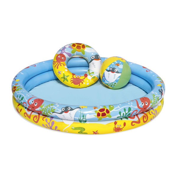 Imagen de Piscina inflable 2 aros con accesorios 137L, Bestway en caja