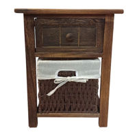 Imagen de Mueble organizador de madera con 1 cajón y un canasto, en caja