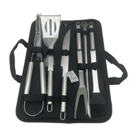 Imagen de Set de parrilla x9 mango acero inoxidable, en estuche de tela con cierre