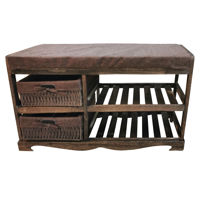 Imagen de Zapatera de madera, con banco, estantes y canastos