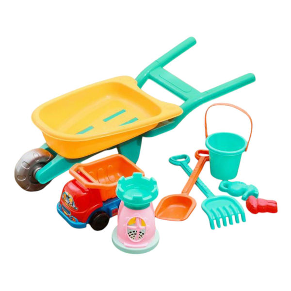 Imagen de Juego de playa, carretilla grande con 7 accesorios, en red varios colores