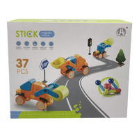 Imagen de Bloques magnéticos, y bloques de plástico,37 piezas, para armar vehículos, en caja