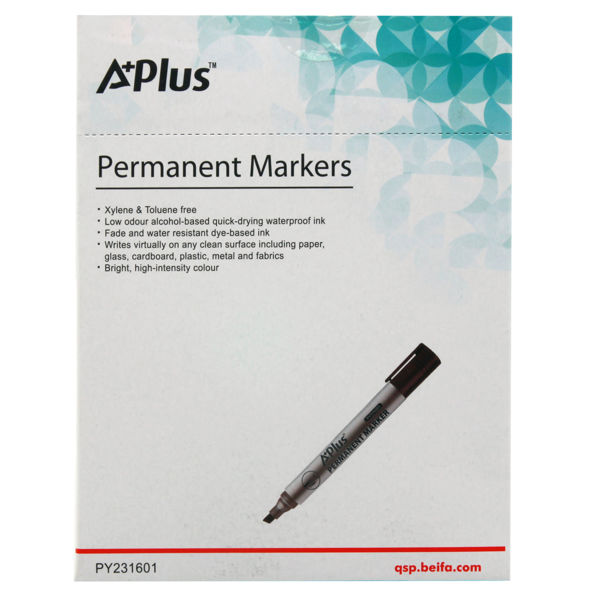 Imagen de Marcador permanente x12, AZUL, punta biselada,  A+PLUS, en caja