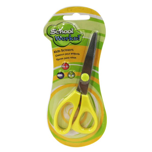 Imagen de Tijera punta roma mango anatómico, en blister, varios colores