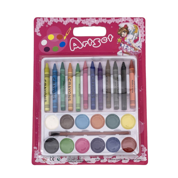 Imagen de Set escolar 12 crayolas y 12 acuarelas con pincel, en blister