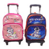 Imagen de Mochila infantil con ruedas, bolsillo frontal y 2 bolsillos laterales, varios diseños, en bolsa