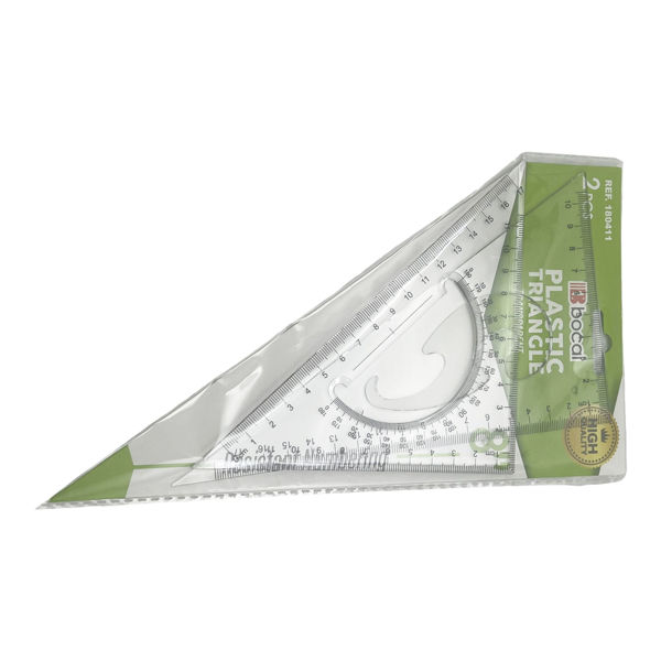 Imagen de Juego de geometría 2 piezas, escuadras con semicírculo y plantilla de curvas, 17cm, en bolsa
