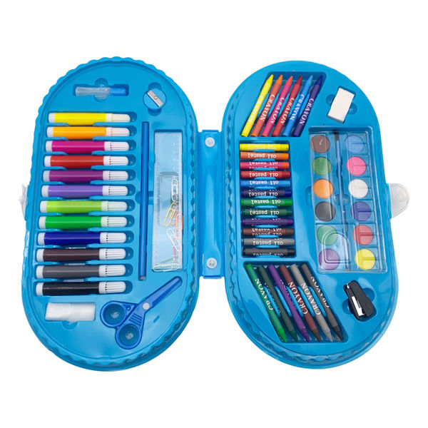 Imagen de Valija de arte infantil, 75 piezas, contiene marcadores, crayolas, pasteles, acuarelas y accesorios, 2 diseños