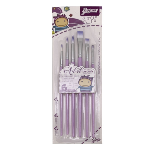 Imagen de Pincel de plástico y nylon x6, en bolsa, varios colores