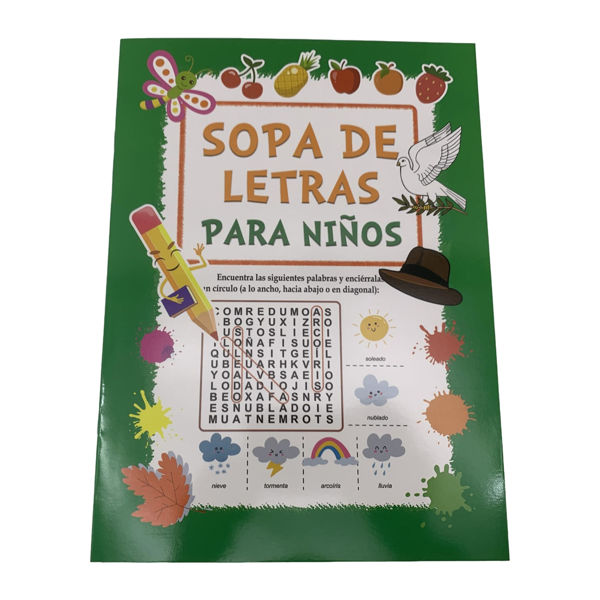 Imagen de Libro de actividades, SOPA DE LETRAS para niños 8 páginas