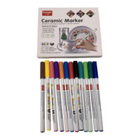 Imagen de Marcadores para manualidades, finos 12 colores, para cerámica y vidrio, en caja
