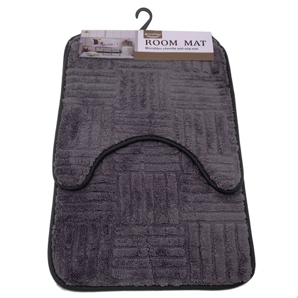 Imagen de Alfombra para baño x2, alfombra central y de inodoro o pileta, varios colores, en cartón