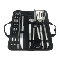 Imagen de Set de parrilla 18 piezas, mango acero inoxidable, en estuche de tela con cierre
