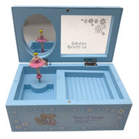 Imagen de Alhajero cajita musical cajonera de plástico, con espejo, en caja, 2 colores