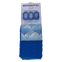 Imagen de Cortina de baño, de PEVA, con alfombra de chenille, varios colores, en cartón