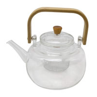 Imagen de Tetera de vidrio con filtro, 900ml, mango de madera, en caja