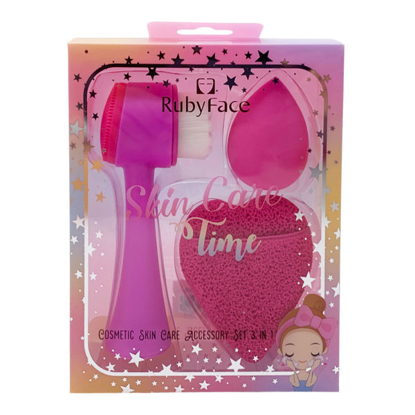 Imagen de Cepillo facial con 2 esponjas de maquillaje, en caja, varios colores