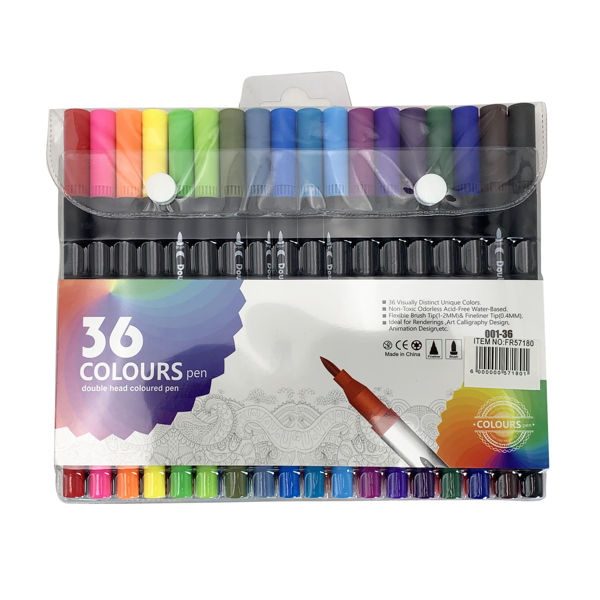 Imagen de Marcadores doble punta x36 colores, en estuche PVC