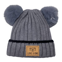 Imagen de Gorro infantil, tejido, forrado, 2 pompones, varios colores