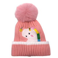 Imagen de Gorro infantil, tejido, forrado, con diseño de unicornios, varios colores