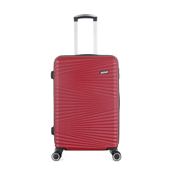 Imagen de Valija Berlina rígida 24" ROJO, ruedas omnidireccionales 360, manija telescópica, tranca numérica, correa para ajustar ropa, bolsillo interior con cierre, color rojo
