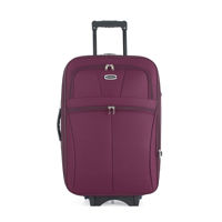 Imagen de Valija Berlina de tela 24" ROJO, de arrastre, semi rígida, ruedas en línea, fuelle 5cm con base extensible, 2 bolsillos exteriores,manija telescópica, tranca numérica, correa para ajustar ropa, bolsillo interior con cierre, color rojo