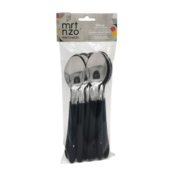 Imagen de Cubiertos cucharas de mesa x12 en bolsa acero inoxidable NEGRO, ELEGANCE MARTINAZZO