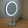 Imagen de Espejo móvil con pie, doble faz, aumento 10x, aro con luz led 3 intensidades, recarga USB en caja