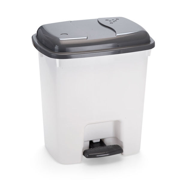 Imagen de Papelera de plástico con pedal 14L, tapa de varios colores