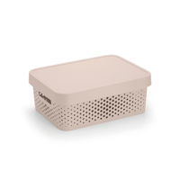 Imagen de Caja organizadora de plástico con tapa calada 11L, BEIGE
