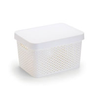 Imagen de Caja organizadora de plástico con tapa calada 17L, BLANCO