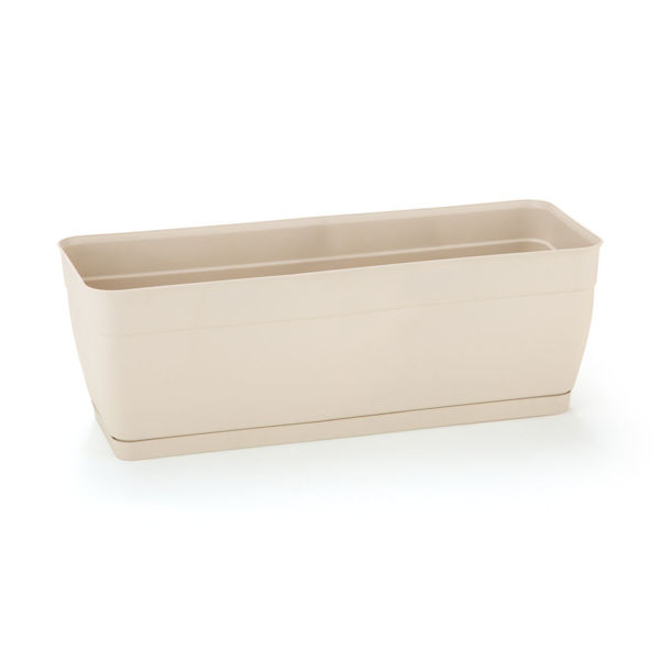 Imagen de Maceta de plástico jardinera con plato anti dengue 11,5L, BEIGE