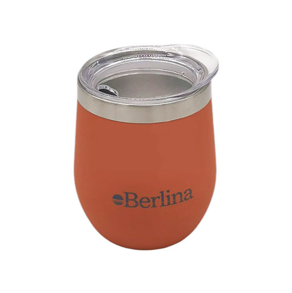 Imagen de Mate con tapa 220ml Berlina ANARANJADO, doble pared de acero inoxidable, en caja