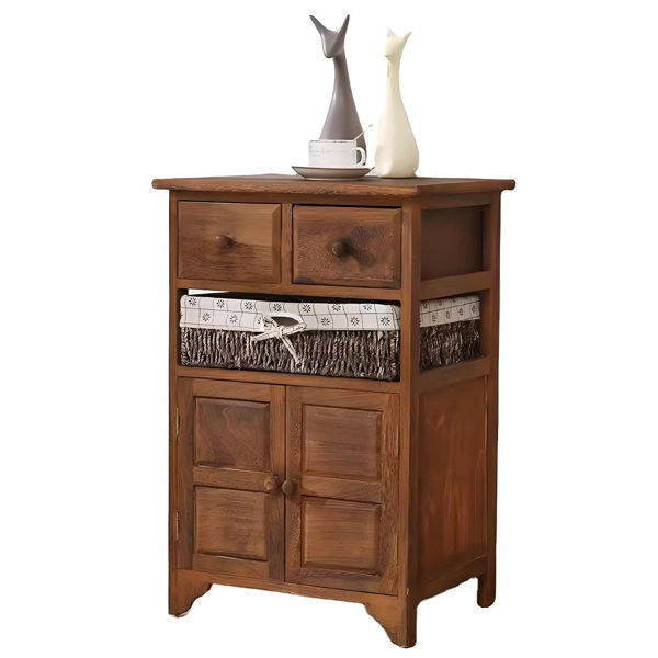 Imagen de Mueble organizador de madera, 2 puertas, 2 cajones 1 canasto en caja