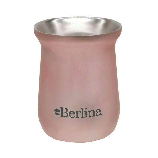 Imagen de Mate alto 260ml Berlina ROSADO, doble pared de acero inoxidable, en caja